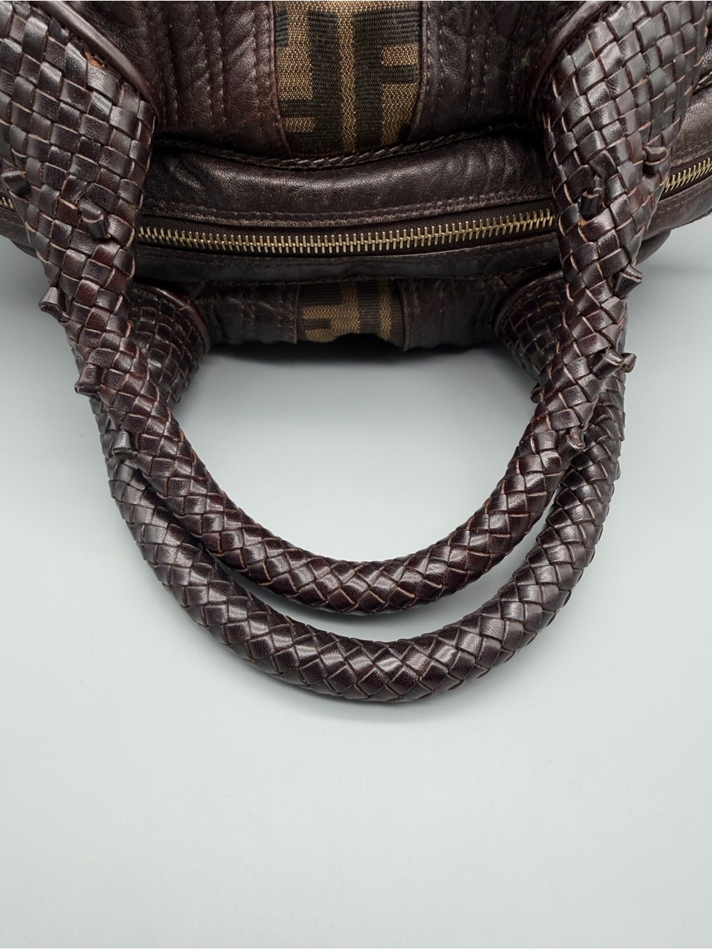 ❌SOLD❌Fendi Mini Spy Bag - Brown Zucca Canvas & Leather Top-Handle Bag - Picture 5 of 7